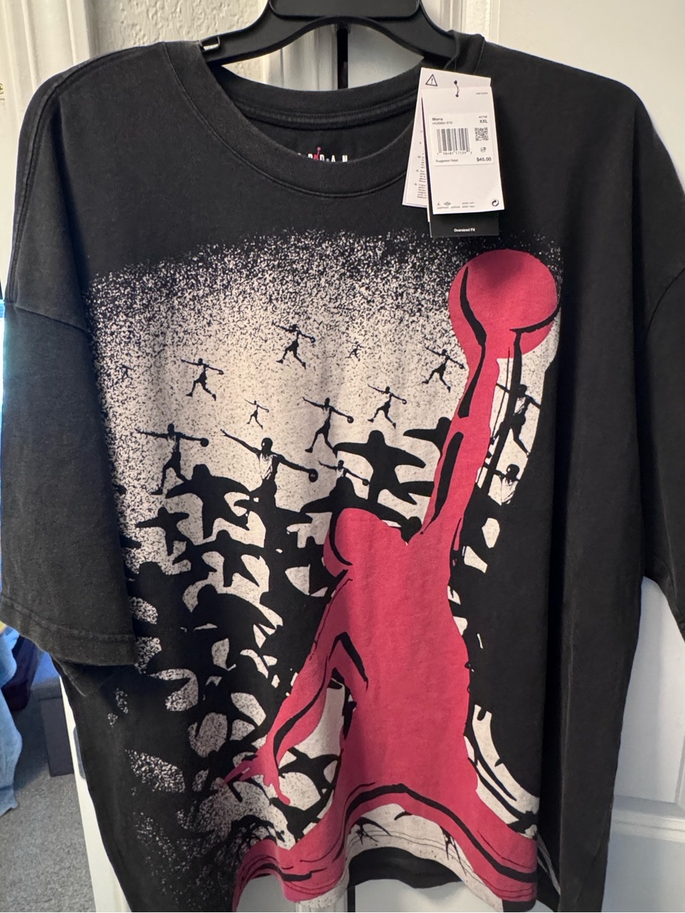 Jordan Black Tee with Pink Basketball Silhouette